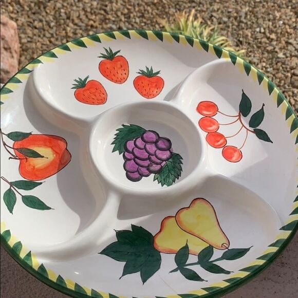 Fruit Inspired Chip And Dip Server Heavy Ceramic 5 Separate Serving Area… - Picture 3 of 5